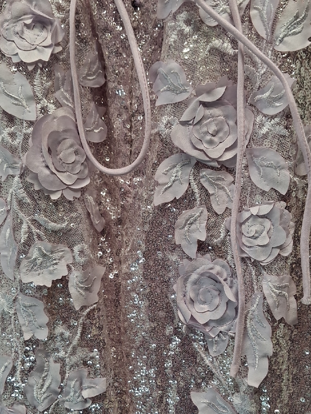 NWOT Jovani Sequin Floral Appliqué Gown in Light Pink - Picture 11 of 13